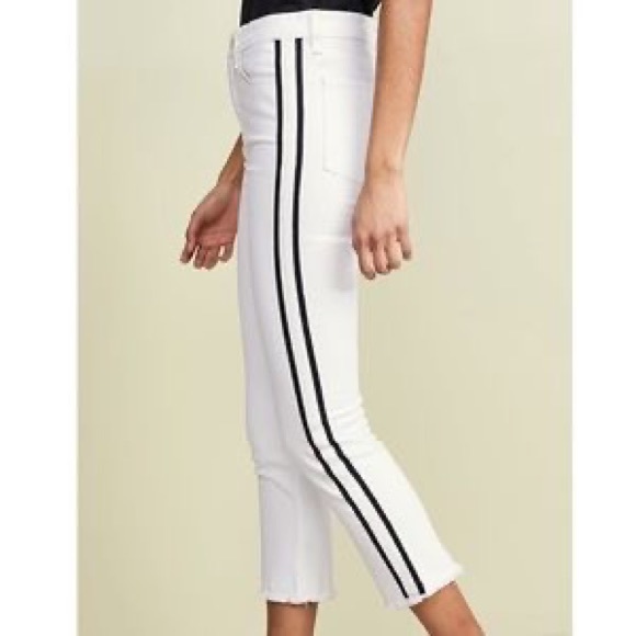 VERONICA BEARD Carly White Tuxedo Stripe 11” Kick Flare Jean Size 26 - Picture 5 of 16